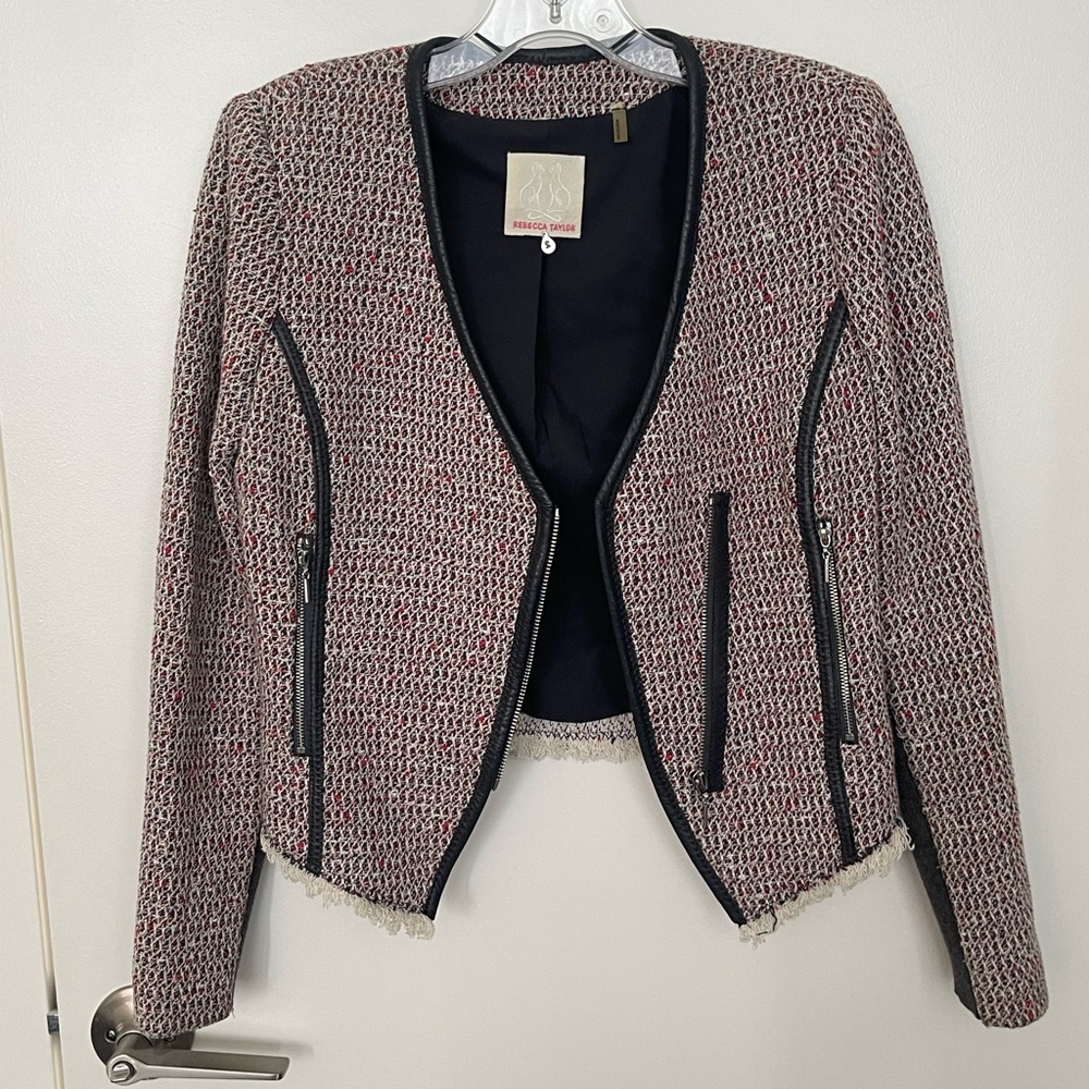 Rebecca Taylor Black and Cream Tweed Blazer
